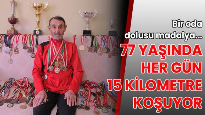 Bir oda dolusu madalya... 77 yaşında her gün 15 kilometre koşuyor