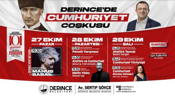 Derince’de Cumhuriyet Bayramı Coşkusu Üç Gün Sürecek Etkinliklerle Kutlanacak