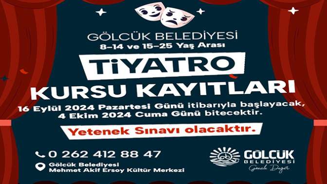 GÖLCÜK BELEDİYESİ TİYATRO KURSU KAYITLARI BAŞLADI