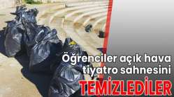 Öğrenciler açık hava tiyatro sahnesini temizlediler