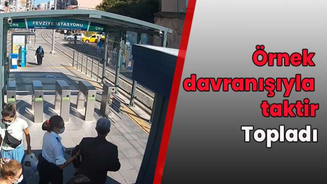 Tramvay güvenlik personelinden örnek davranış